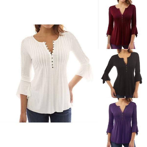 Fashion Women Slim Fit Long Sleeve Blouse Shirt Casual Cotton T-shirt For Effortless Style