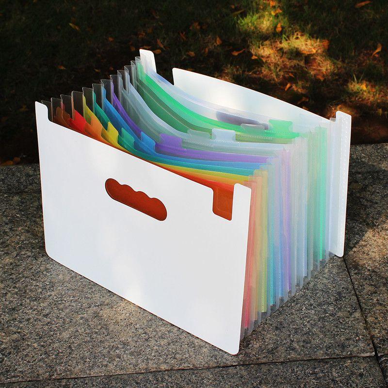 Retractable File Holder Vertical Satchel Folder A4 Paper Test Paper Classification Multi-Layered Material Desktop Storage Storage Clip