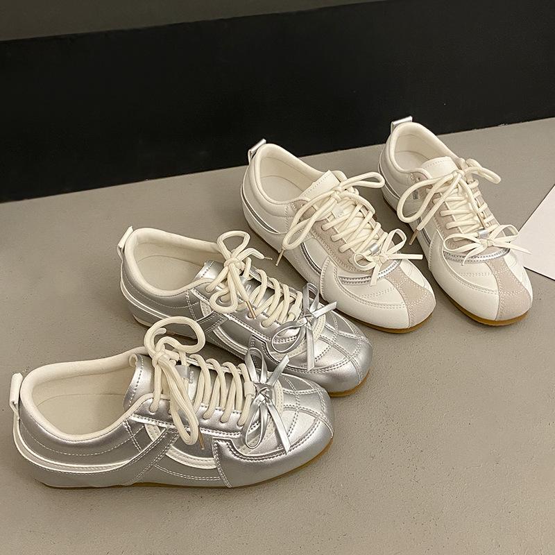 Silver Inner Height Increase Flat Bottom German Training Shoes Women's Shoes 2025 New Autumn and Summer Casual Sports Board Shoes Forrest Gump Shoes