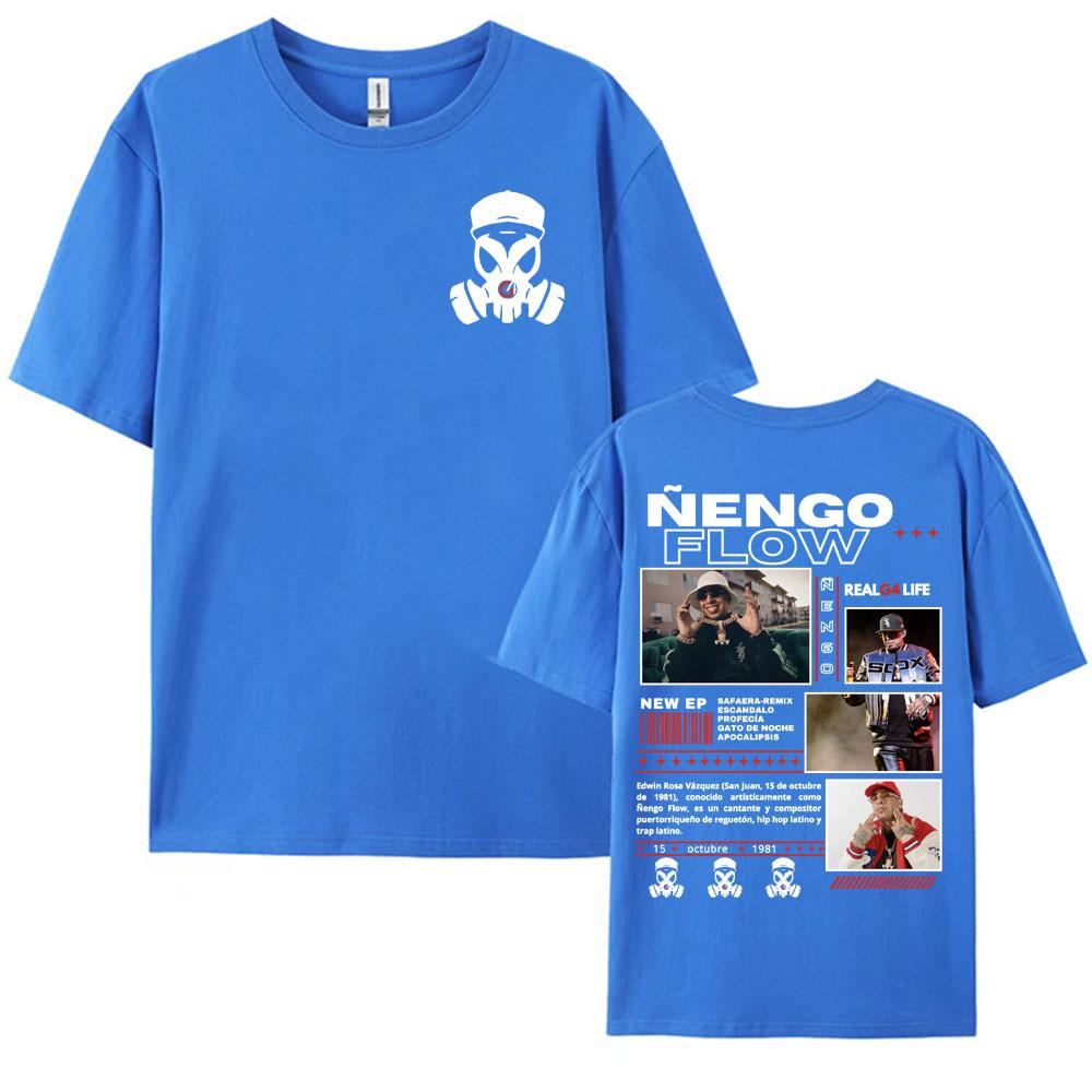 Rapper Nengo Flow Real G4 Life Tour Grafik T-Shirt Herren Damen Vintage Hip Hop Popmusik T-Shirt Mode Oversized Baumwoll-T-Shirt