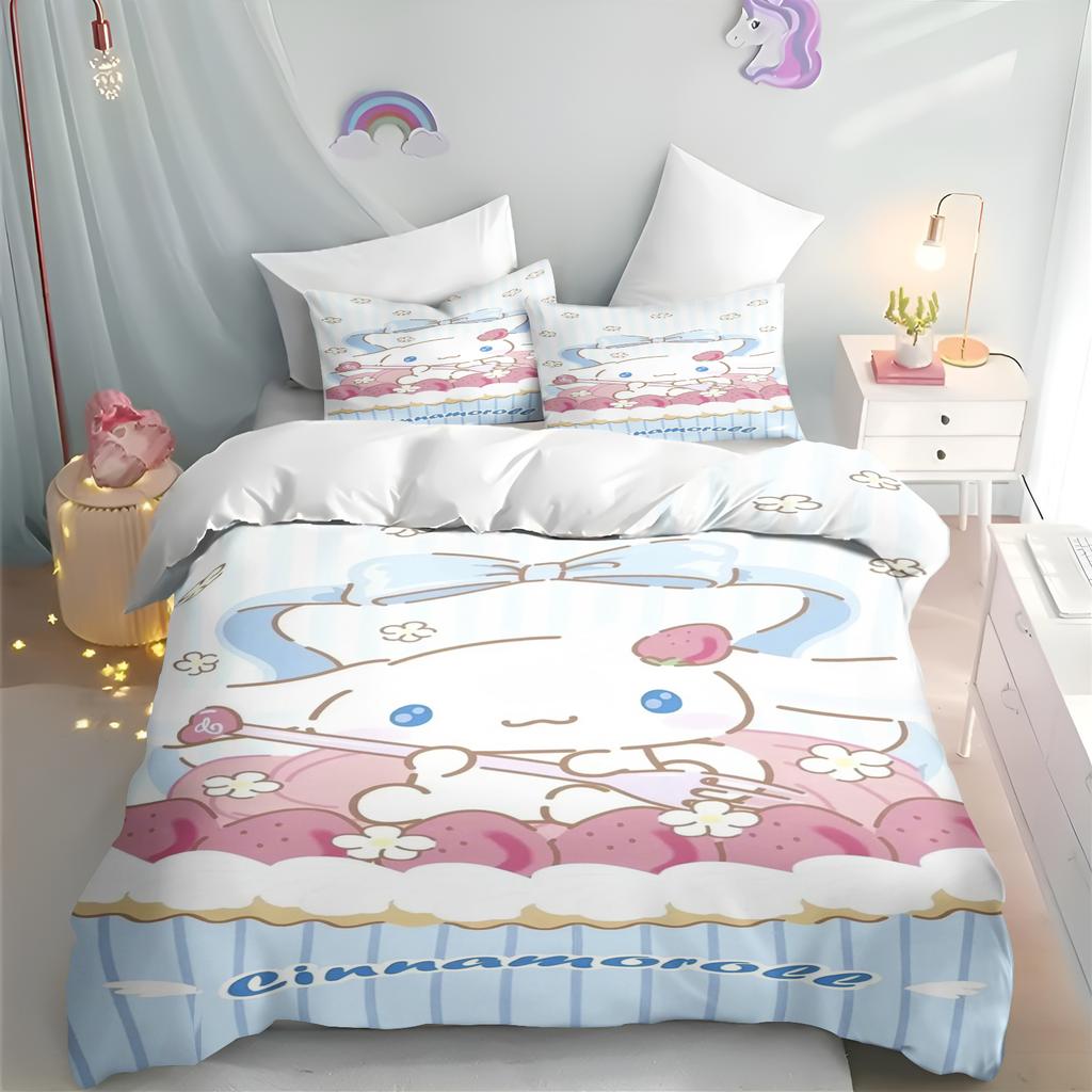 Cinnamoroll Duvet Cover Cartoon Hello Kitty Full Cute Children's Bedroom 100% Polyester Adult Gift 2/3pcs Bedding Set