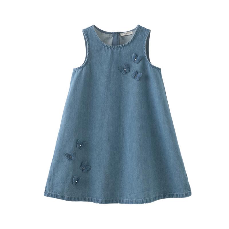 DAVE & BELLA Girls' Sleeveless Denim Summer Dress