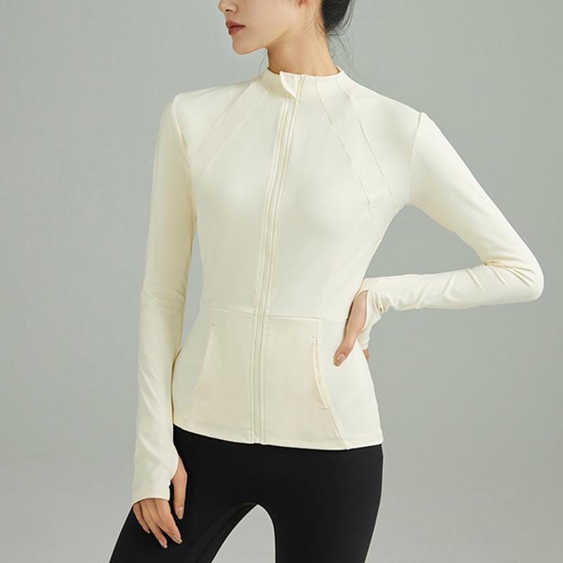 Nude Feel Fitness Wear: Slim-Fit Long-Sleeve Yoga Jacket with Zipper Pocket