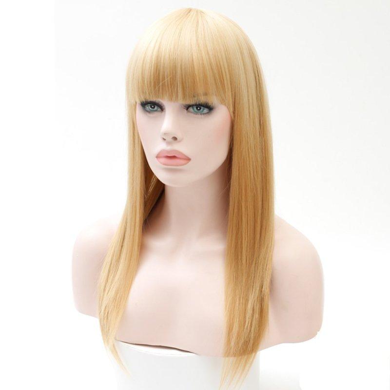 Natural Ladies Long Straight Synthetic Wigs With Bangs Brown Blonde Hair for Women Daily Party Cosplay Heat Resistant Fiber