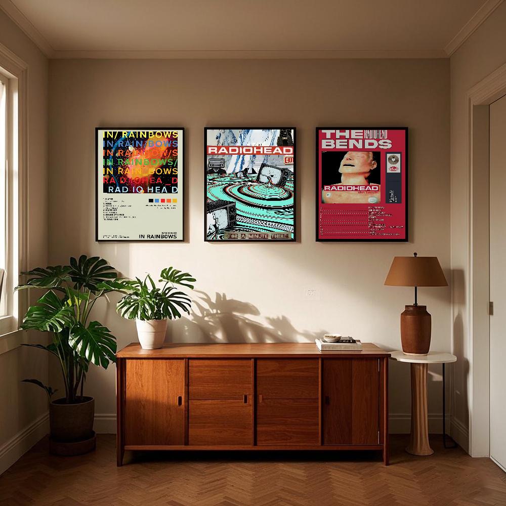 Banda de Art Rock Radiohead Póster de Música arte pared adhesiva impermeable hogar sala de estar dormitorio bar decoración estética
