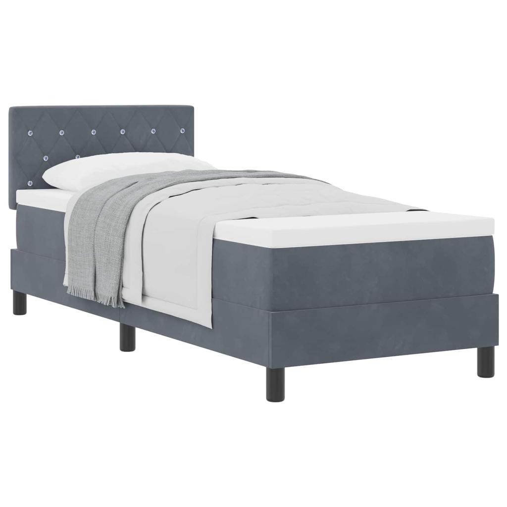 Box Spring Bed with Mattress Dark Gray 80 x 200 cm Velvet