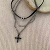 Gothic Layered Crosses Necklace Elegant Crosses Charm Necklace with Multi Layer Design for Fashion Forward Women