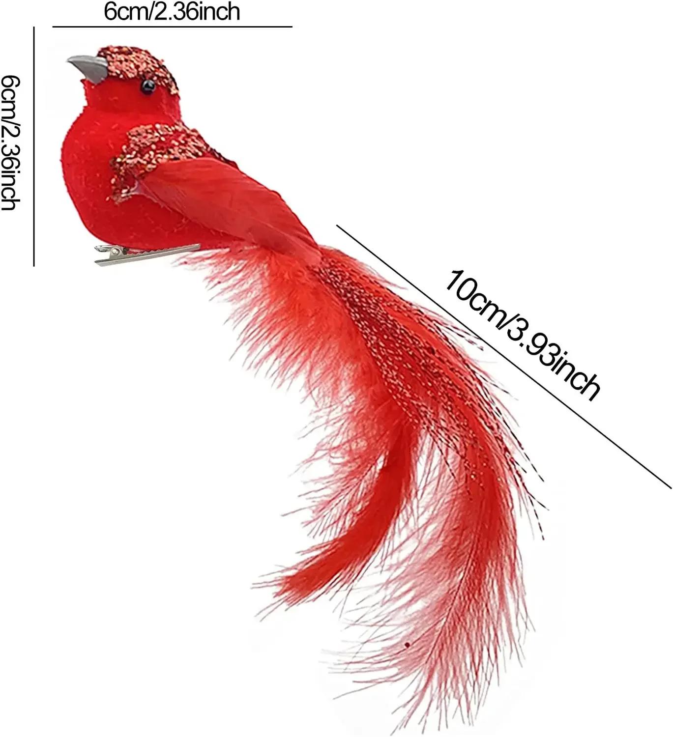 3pcs Artificial Red Birds Imitation Birds Clip-On Cardinals Feathered Birds Christmas Tree Ornament Foam Xmas Home Garden Decor