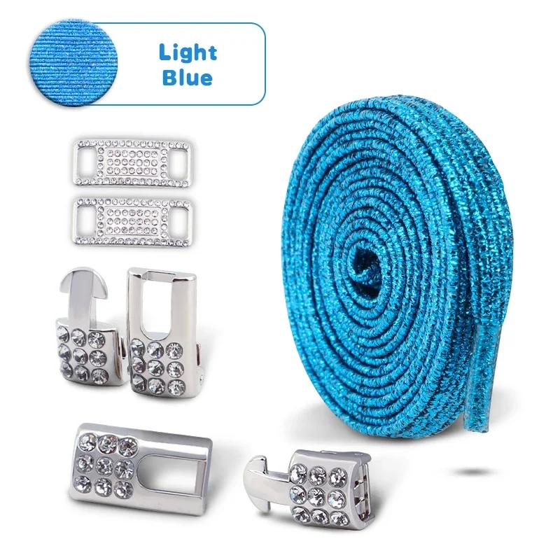 Women's Bling Diamond Cross Locks Elastic No-Tie Shoe Laces Charms Luxury Smart Buckle for Metal Shoelaces Sneakers