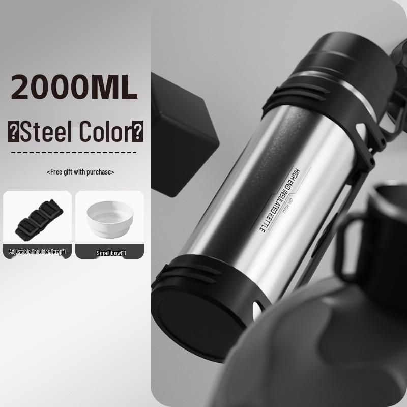 

Steel Lid Travel Kettle, 316 Stainless Steel Portable Thermos, Large Capacity Outdoor Water Cup for Cars 1200ml