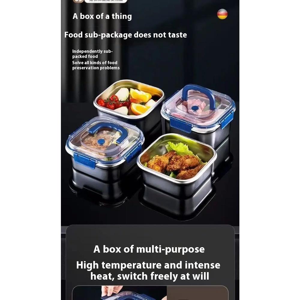 Thick Stainless Steel Food Preservation Box with Leak-proof Seal, Suitable for Microwave Ovens and Induction Cookers, Multi-func