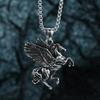 Vintage Greek Titanium Steel Double Wing Unicorn Necklace Men and Women Pendant Accessories Party Punk Holiday Gift Jewelry