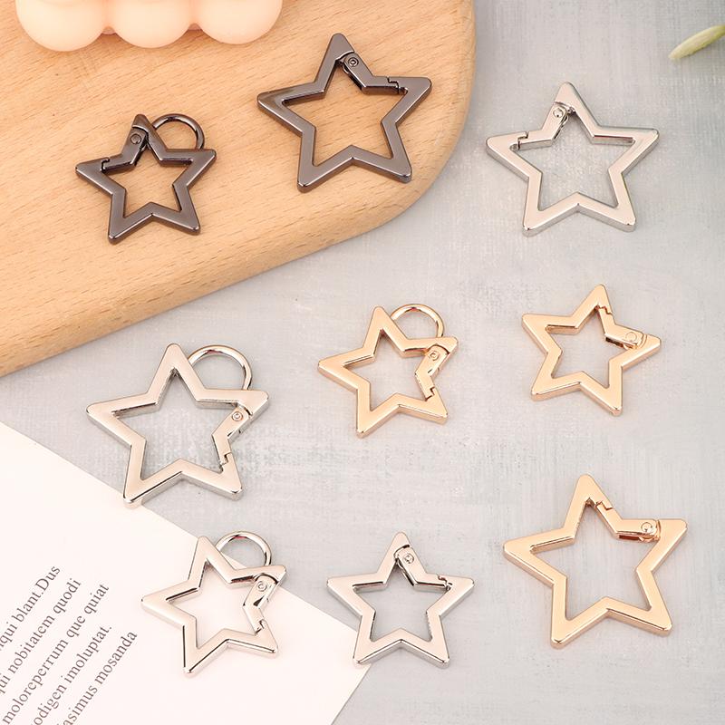Hollow Star Shaped Spring Clasp Metal Carabiner Keychain Bag Clip Hook Dog Chain Buckle Connector Diy Jewelry Making Accessories