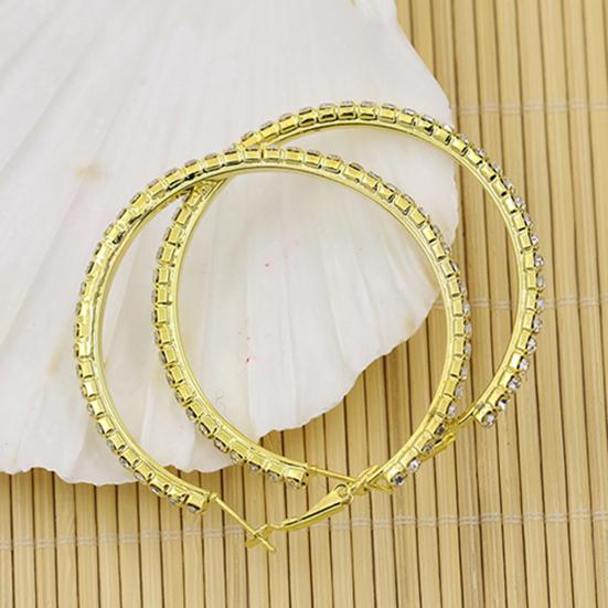 1 Pair Cirle Earrings Rhinestone Decor Jewelry Alloy Women Big Hoop Earrings for Birthday Pary