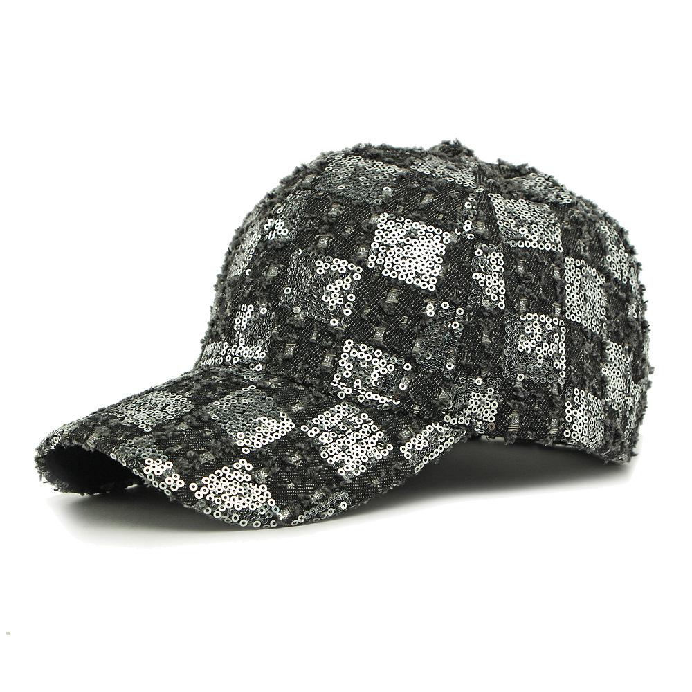Women's Sequin Baseball Cap Men Denim Cap Outdoor Sun Protection Sun Hat