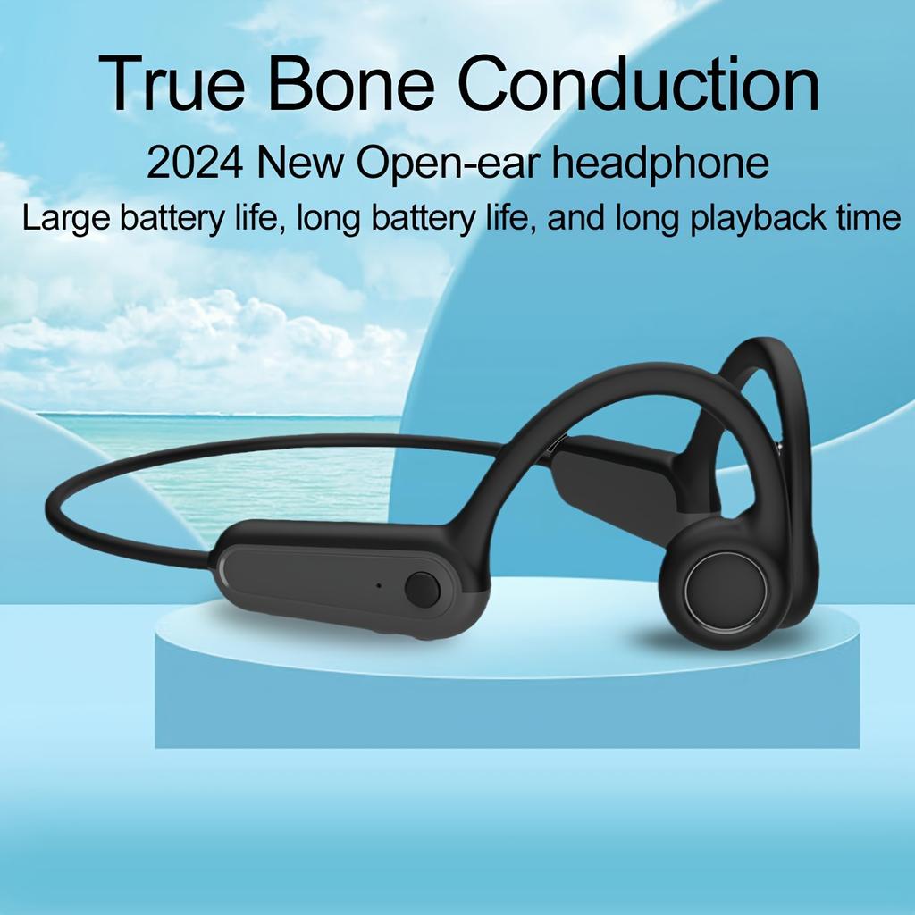 Bone conduction headphones Open-ear true wireless sports earphones with built-in microphone, new ear-hook design for running, cycling, hiking, and