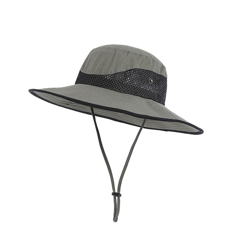 Quick Drying Summer Men'S Bucket Hat Outdoor Uv Protection Wide Border Panama Safari Hunting Hiking Hat Mesh Fisherman'S Hat