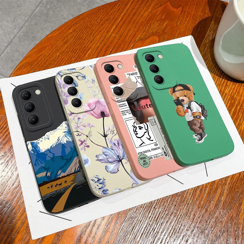 For Vivo V30 Lite V30E V30SE Phone Case Cool Bear Full Coverage Anti Drop Bumper For Vivo V30Lite V30 SE Liquid Silicone Fundas