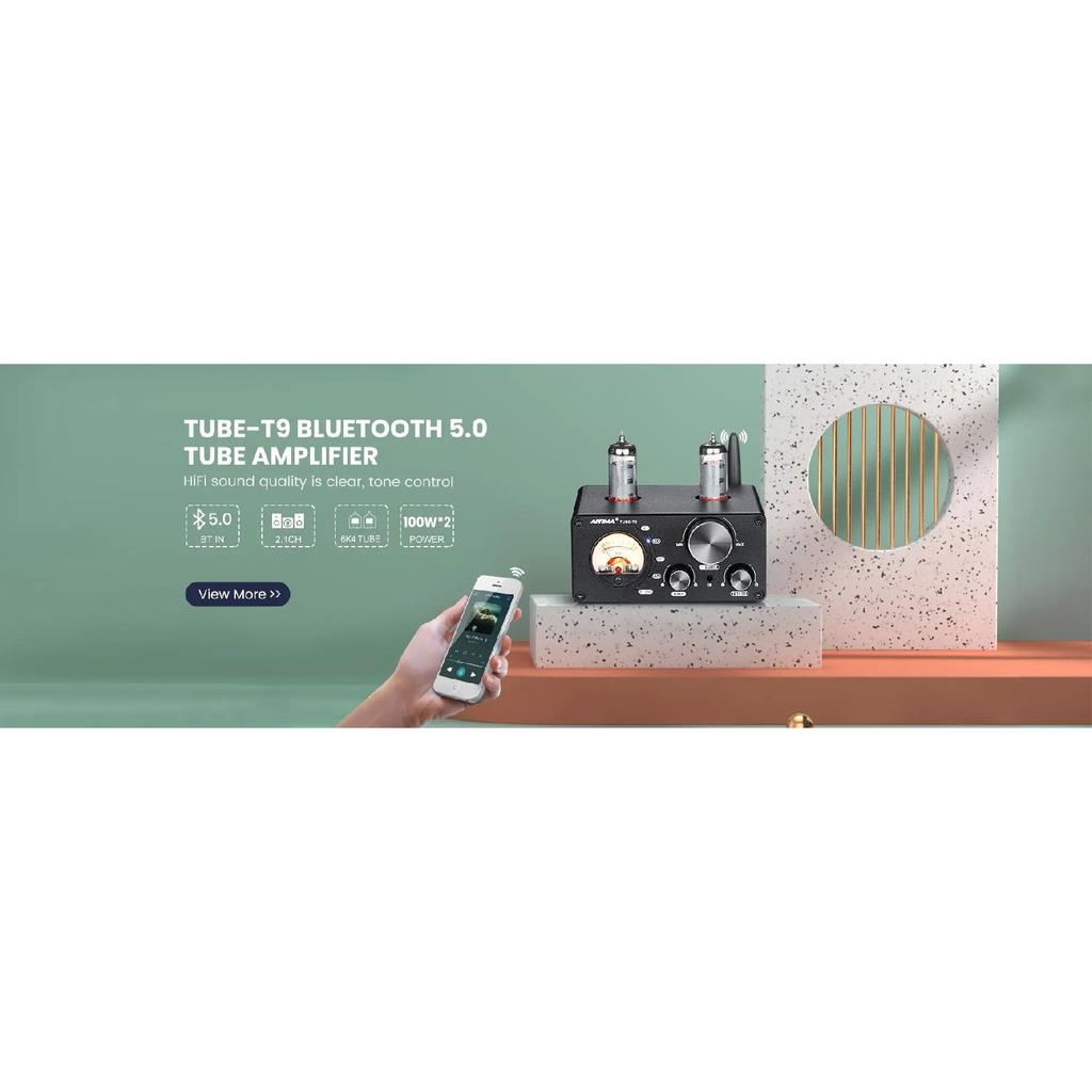 AIYIMA Audio T9 Pro Stereo Vacuum Tube Amplifier Bluetooth 5.1 QCC3040 Aptx USB DAC COAX OPT HiFi Home Digital Amp VU Meter 100w