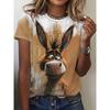 Fashion Animal Graphic Women's T-Shirt Funny Kawaii Animal Print T-Shirt Causal O-Neck Short Sleeve Tops Summer Woman Clothing