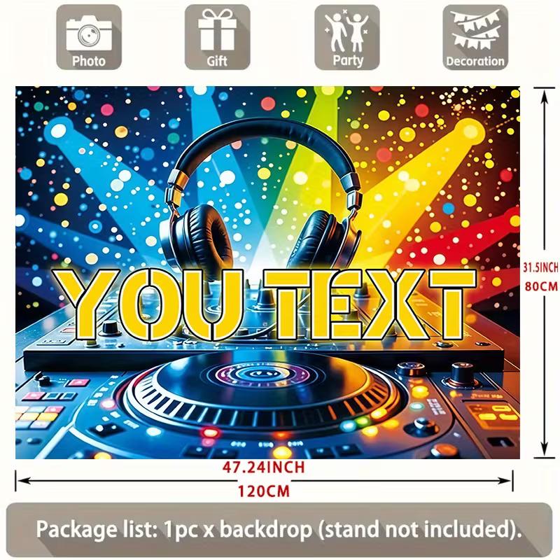 Sfondo Foto Booth DJ Luci al Neon con Testo Personalizzato