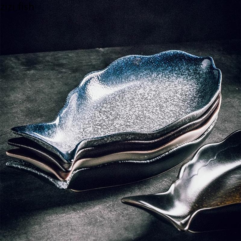 Zmiany Pieca Ceramiczny Talerz w Kształcie Ryby Domowy Talerz do Gotowania na Parze Ryb Talerz do Sashimi Talerze do Serwowania Restauracyjne Polecana Zastawa Stołowa
