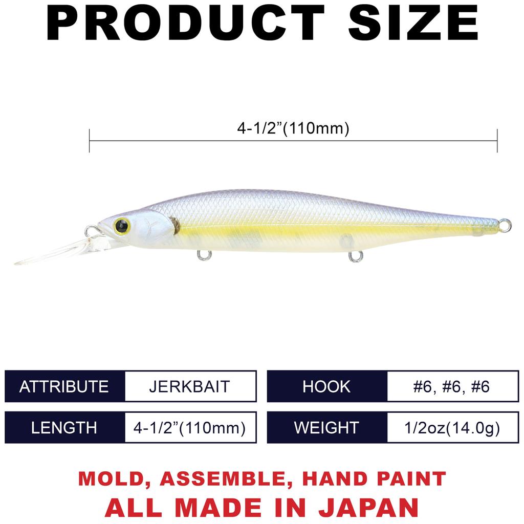Lucky Craft USA Lightning Pointer 110DD Chartreuse Fishing Lure Minnow (250 Shad)