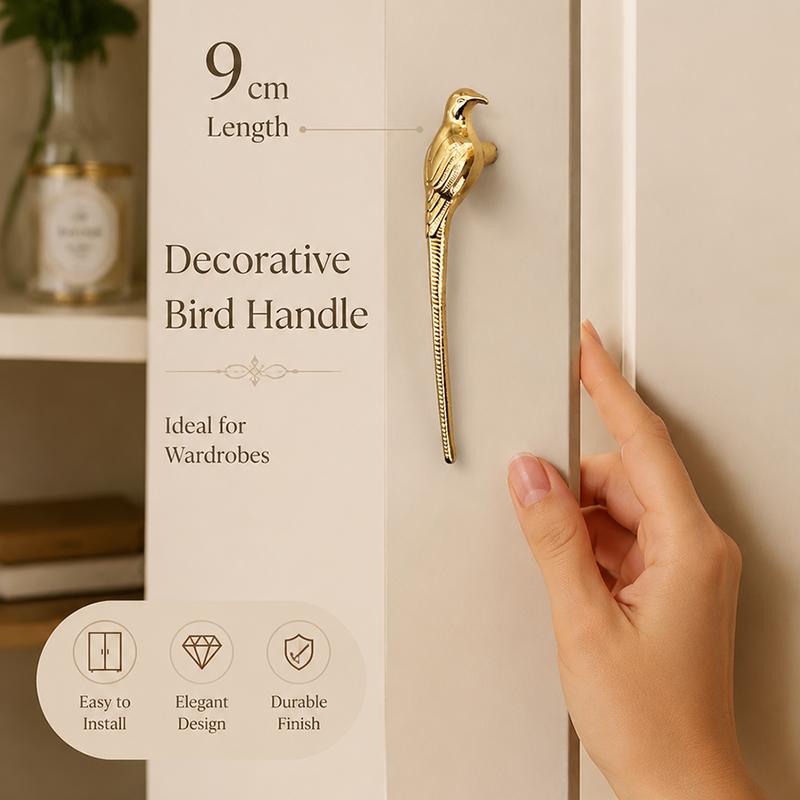 New Creative Golden Magpie Retro Metallic Cabinet Door Handle Luxury Drawer Knob for Wine Cabinet Wardrobe