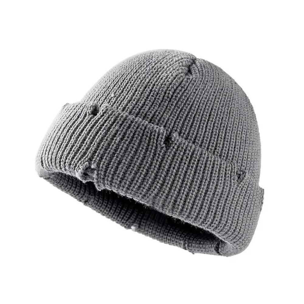 Warm Keeping Short Knit Beanie Acrylic Men Women Knitted Hat Fashion No Brim Warm Hat  Daily