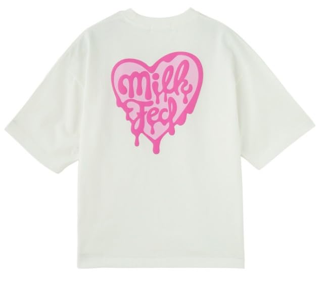 Milkfed Casual Melty Heart Foam Print Wide Short Sleeve White Tee, Women's,
