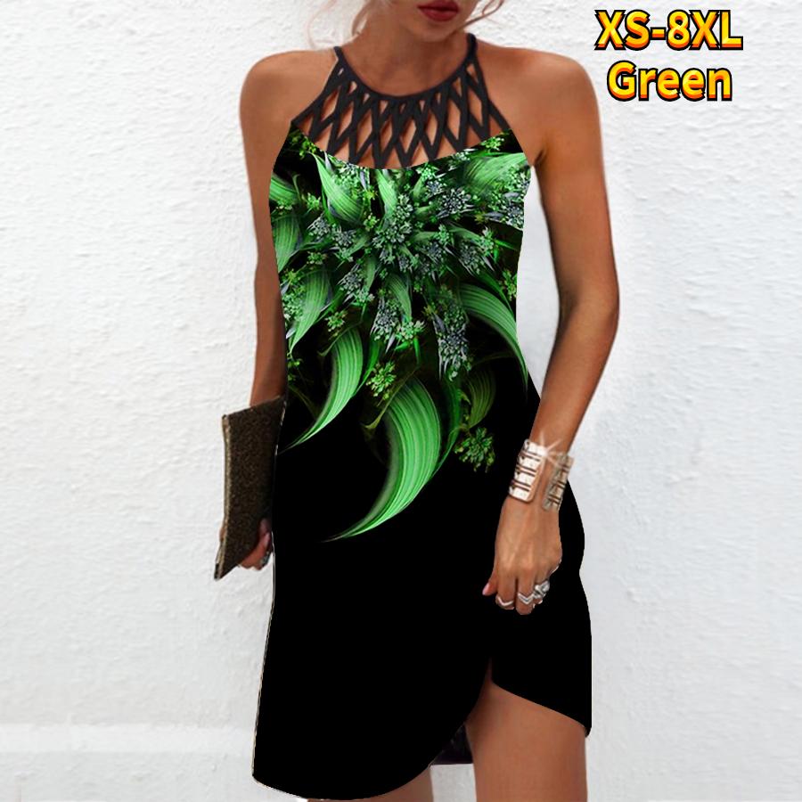 Summer Fashion Sexy Sleeveless Dress Soft Casual 3D Flash Drill Print Dress Sleeveless Sling Dress Summer Suspender Dress