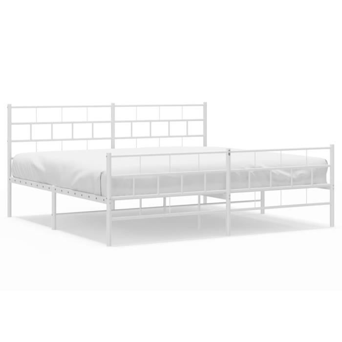 VidaXL Cadre de lit métal avec tête de lit-pied de lit blanc 200x200cm 355733
