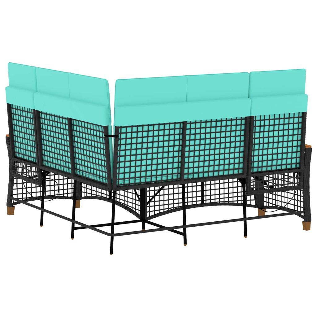 Garden Lounge Sofa Set Black and Turquoise 164 x 164 x 112 cm