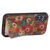 For Samsung Galaxy S25 Case with Card Holder Kickstand Flowers Design Leather Phone Cover