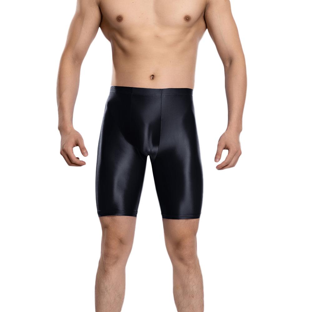Sexy pánské saténové hladké boxerky Gym legíny Cukrová barva Spodní prádlo Šortky Kalhotky Vysoká elasticita Fitness kalhoty Tvarovací prádlo