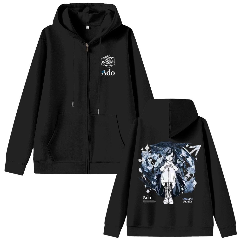 Ado World Tour Hibana Zipper Hoodie Men Women Fashion Japanese Style Zip Up Jacket Unisex Casual Fleece Zip Up Sweatshirt