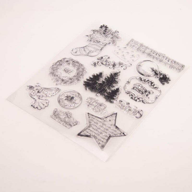 Veselé Vánoce Transparentní silikonová čirá razítka pro těsnění DIY album scrapbooking papírové karty razítko strom girlanda ponožky