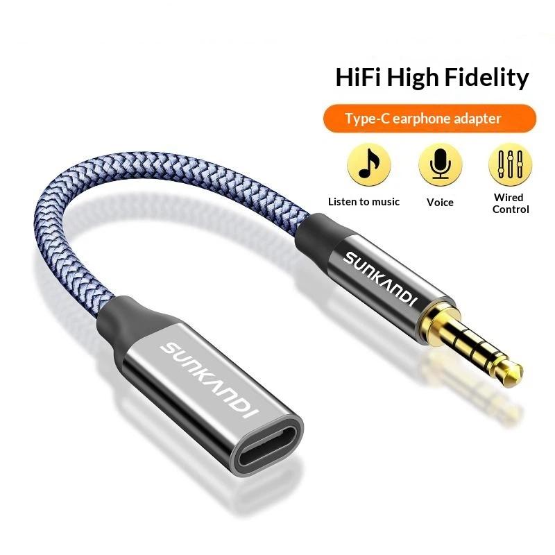 3.5mm Male To USB C Female Audio Adapter Wide Compatibility Type C Earphone Converter for    Android Phone