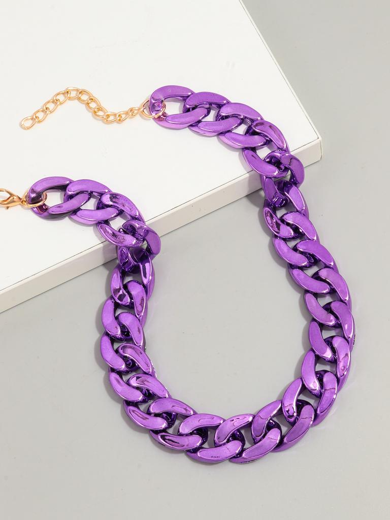Fashion Hip Hop Metal Color Acrylic Chunky Necklace for Women Men Vintage Glossy Resin Cuban Link Chain Choker Y2K Jewelry Gifts