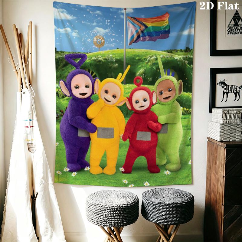 Teletubbies Wall Tapestry Aesthetic Wall Hanging Printed Fabric Blanket Decorative Tapestries for Bedroom Living Room Home Decor