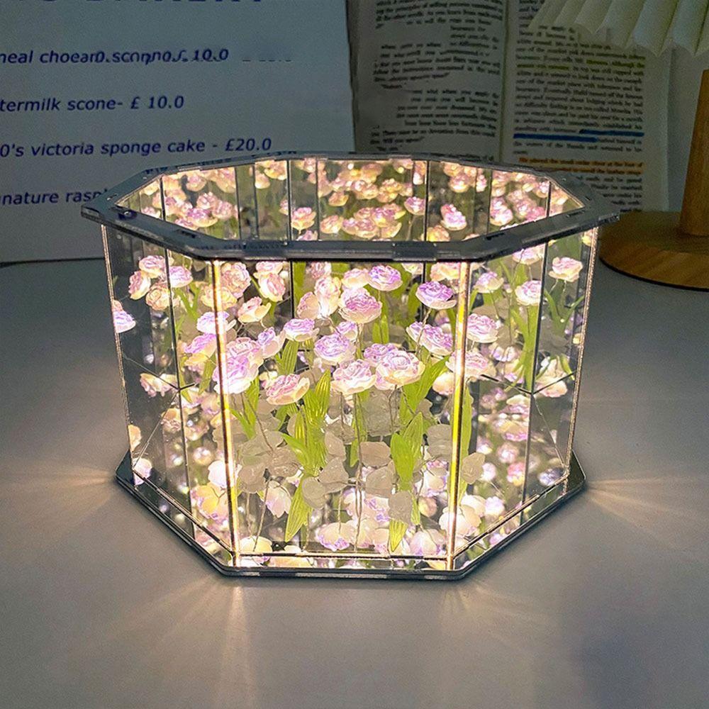 DIY Material Package Handmade Tulip Mirror Desktop Decoration Small Night Light  for Living Room