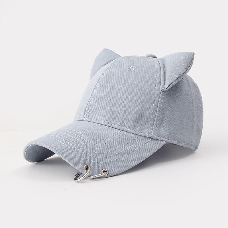 Women Men Korean Cute Cat Ear Design Baseball Cap for Women Premium Cotton Breathable Sun Hat for Spring Summer