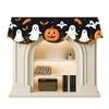 Halloween Black and Orange Polyester Fireplace Scarf with Pumpkin Lantern, Bat, and Spider Web Print | Halloween Decorations