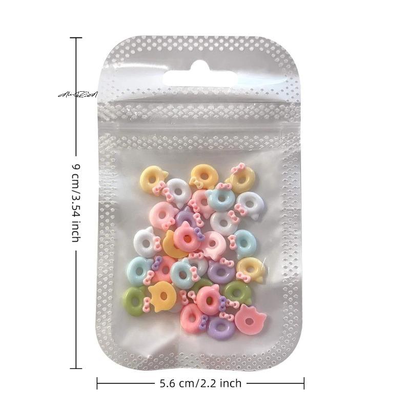 30Pcs Cartoon Doughnut Nail Art Decorations Mix Shapes Nail Charms Manicure Decals for Nail Salon Accessories