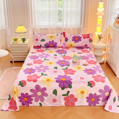 Flat Sheet Floral Style Bed Linen Sabanas Breathable Bed Sheets Single/Double/Queen/King Size Sheets (No Pillowcase)