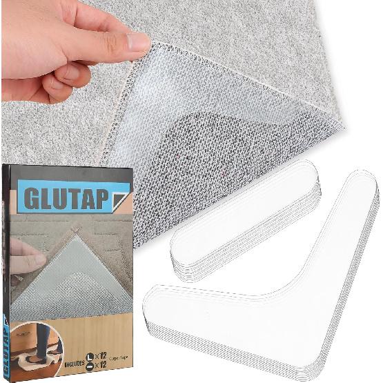 24 PCS Carpet Tape,Carpet Edge Anti - Curling Fixer, Non-Slip Carpet Pad Suitable for Tiles and Hardwood Floors прозрачный