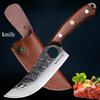 Forged Stainless Steel Boning Knife High Hardness Kitchen Knife Sharp Slicing Knife for Slaughtering Meat Cleaver with Cover
