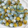 10pcs  Dreamy Starry Sky Streamer Smudged Jade Flower Gold Through-hole Round Beads Loose Beads Diy Handmade Beaded Bracelet Jewelry Materials