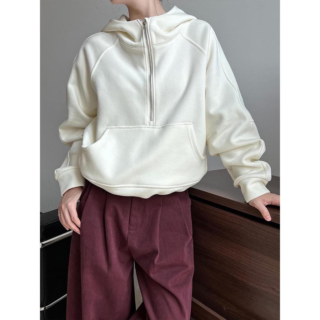 Jesień 2024 Damska bluza z kapturem Luxi na co dzień z półzapięciem