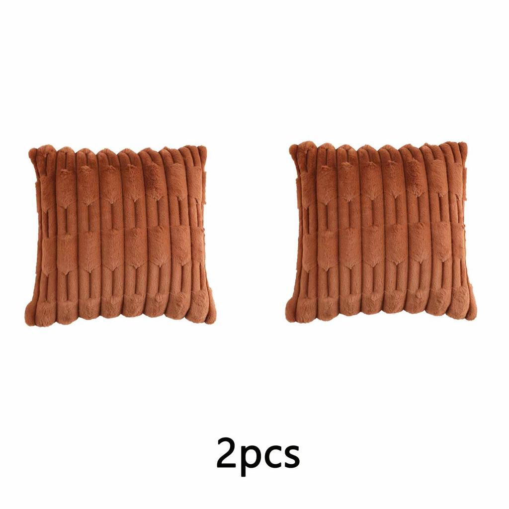 2pcs Faux Bunny Fur Wheat Ear Velvet Pillowcase for Autumn and Winter, Simple Modern Style Cushion Cover